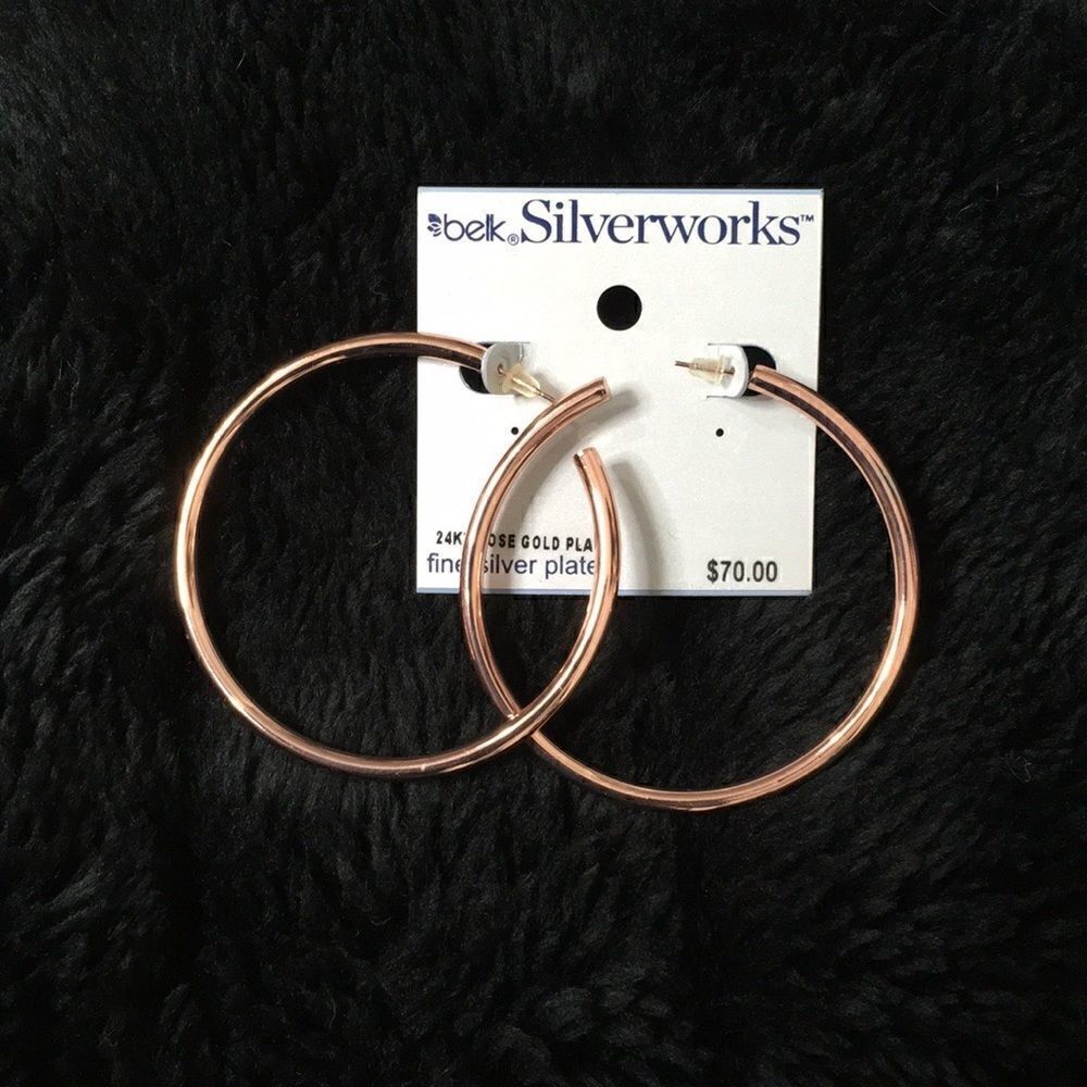 24K rose gold plated hoop earrings. NWT